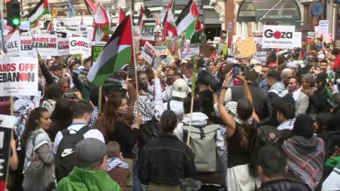 Thousands march in London in support of Palestinians