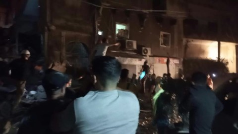 Destroyed building in central Beirut after Israeli strike