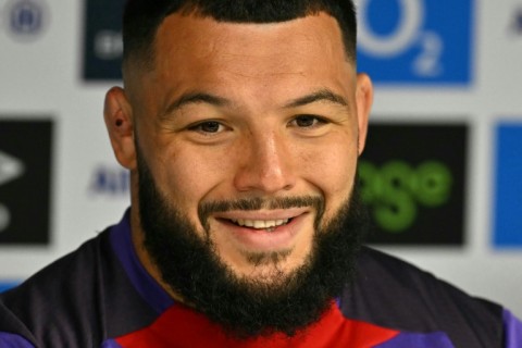 New Zealand challenge: England prop Ellis Genge speaking at a Twickenham press conference on the eve of a Test against the All Blacks
