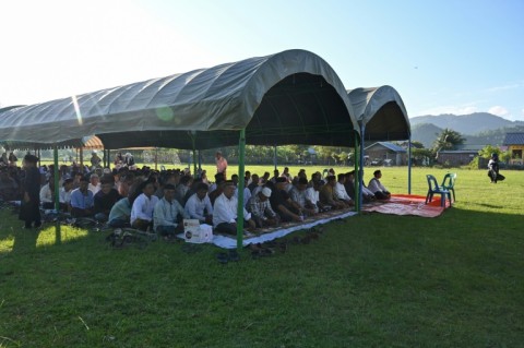 Villagers gathered for prayers for those who lost their lives in the 2004 Indian Ocean tsunami in a village in Indonesia's Aceh Province
