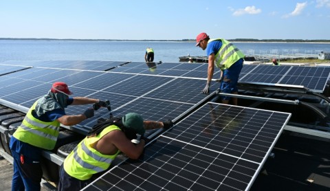 The EU hopes to strengthen technology for green energy sources, like this solar plant in Germany