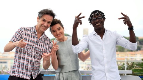 Cesar-nominated Abou Sangare, right, alongside director Boris Lojkine and actress Nina Meurisse 