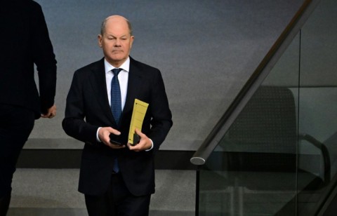 German Chancellor Olaf Scholz arrives at the Bundestag 