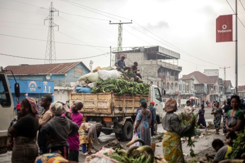 Bananas are delivered to markets in Goma which have reopened after the fighting