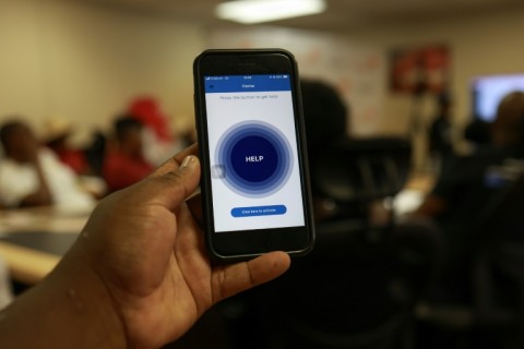 The app has an emergency button that deploys security officers, an an AI-driven chatbot