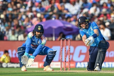Back in business: India's captain Rohit Sharma on his way to a century in Sunday's win over England