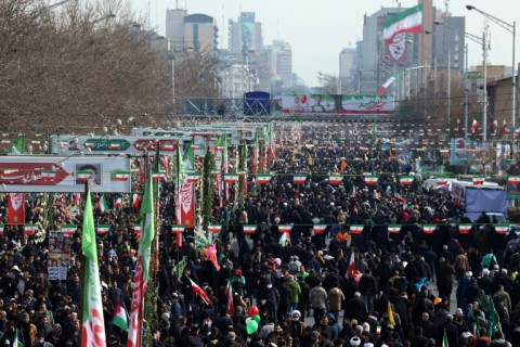 People gathered across Iran to mark the anniversary of the 1979 Islamic revolution