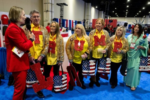 Attendees show their support for US President Donald Trump at the annual Conservative Political Action Conference (CPAC) 