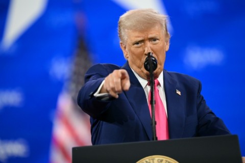 US President Donald Trump speaks at the annual Conservative Political Action Conference in Oxon Hill, Maryland, on February 22, 2025