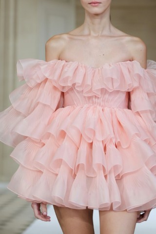 A model presents a creation by Giambattista Valli 