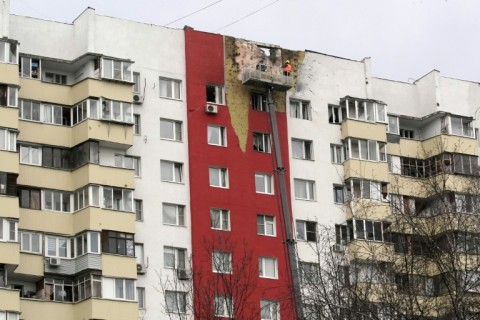 Ukraine's biggest direct attack on Moscow of the war damaged the facade of this apartment building in the Russian capital