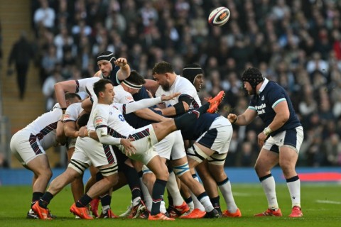 England scrum-half Alex Mitchell kicks the ball up-field during a 16-15 Calcutta Cup win over Scotland at Twickenham