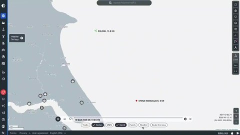 Animated map of a collision between two vessels off the British coast in the North Sea