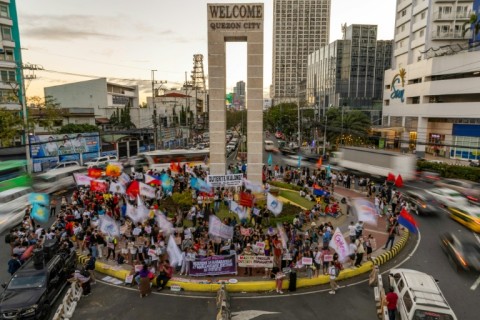 Protesters demand justice for drug war victims after the arrest of former Philippine president Rodrigo Duterte on Tuesday