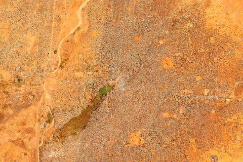 A satellite photograph from Planet Labs PBC shows a wide view of El-Fasher