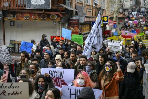 University students led the protests in Istanbul on Thursday, marching through the city to City Hall