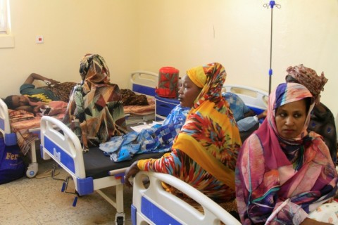 Patients fill the reopened Saudi maternity hospital in Khartoum's sister city Omdurman, one of the few still functioning in greater Khartoum.