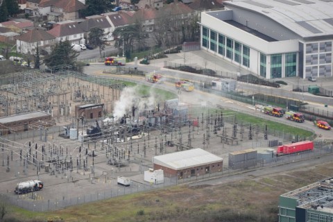 Smoke billowed from a substation supplying power to Heathrow