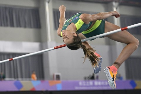 Australia’s Nicola Olyslagers retained her women’s high jump title at the Indoor World Athletics Championships in Nanjing