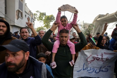 Palestinians staged a rare rally featuring anti-Hamas messages and calling for an end to the war