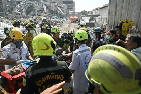 Patients at Bangkok's Phramongkutklao Hospital after the earthquake
