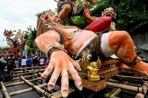 Balinese temples compete with each other to create outlandish "Ogoh-Ogoh" effigies that are paraded before the day of silence