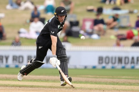 New Zealand's Mitch Hay makes a run during the 2nd ODI
