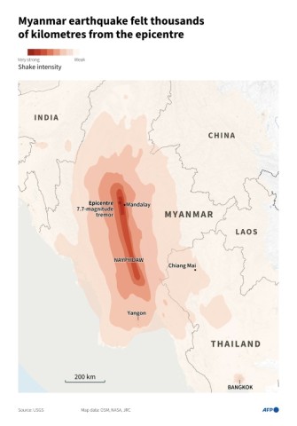 Myanmar earthquake felt thousands of kilometres from the epicentre