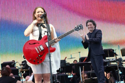 Under Gustavo Dudamel's direction, the LA Philharmonic has cultivated an air of cool, fostering a relationship with pop and celebrity -- he's shown here performing with Laufey at Coachella