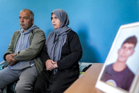 Teacher Chafia Fahem (R) says she and her huband Salem Messaadi feel betrayed by the death of their son Mohamed Amine in a school accident after devoting their lives to education.