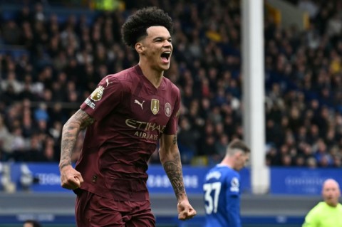 Nico O'Reilly opened the scoring for Man City at Everton
