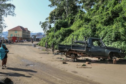 A dismantled Congolese army vehicle in the M23-run city of Bukavu, as seen in a photo taken in February
