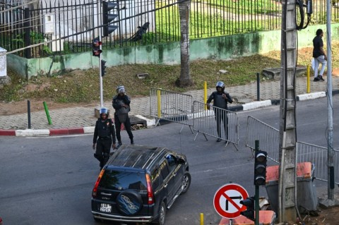 Riot police blocked off access to the Abidjan court on Thursday