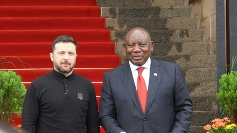 South Africa's Cyril Ramaphosa welcomed Ukraine's Volodymyr Zelensky