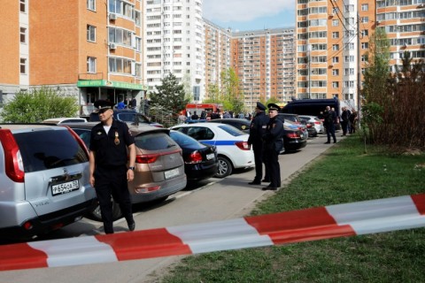 The blast destroyed a car outside a block of flats near Moscow