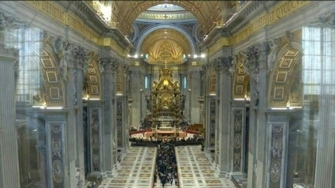 Members of the clergy attended a rosary prayer outside Santa Maria Maggiore Basilica, the final resting place of Pope Francis