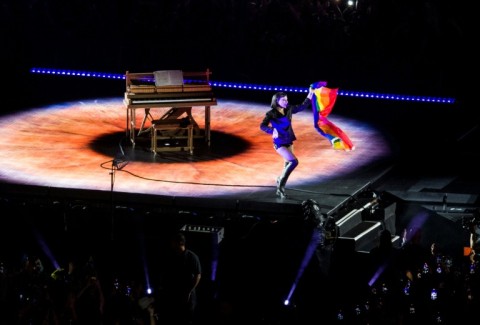 Before performing her popular anthem 'Born This Way,' the singer made a point of saluting Brazil's LGBTQ community