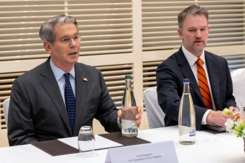 US Treasury Secretary Bessent (L) and US Trade Representative Greer also held trade talks with top Swiss officials (handout)