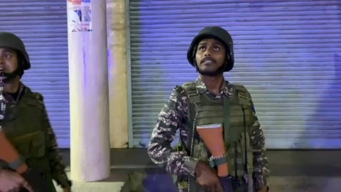 Red objects are seen flying over the sky in Srinagar, in Indian-administered Kashmir after Pakistan and India agreed to a ceasefire