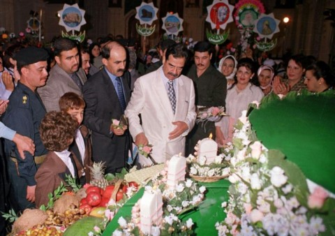 Former Iraqi president Saddam Hussein celebrates his 63rd birthday in 2000