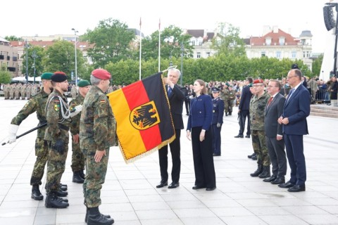 Merz, along Nauseda and defence ministers from Germany and Lithuania, inspected the troops