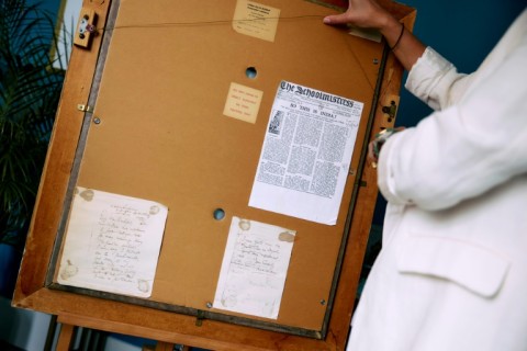 Gandhi's personal secretary praised the portrait, according to letter attached to the backing board