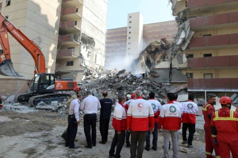 The Iranian Red Crescent released a picture of a building destroyed in an Israeli strike in Tehran