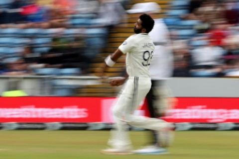 India's Jasprit Bumrah bowls in the first Test against England at Headingley