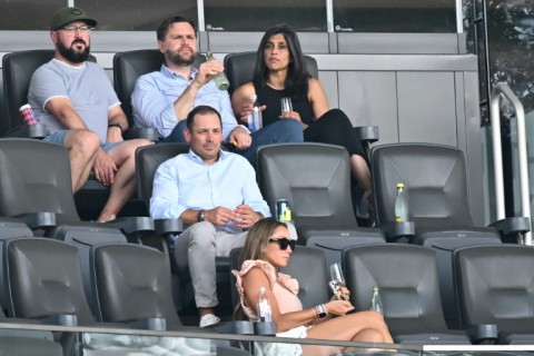US Vice President JD Vance (top row, middle) attended the Club World Cup clash between Borussia Dortmund and Ulsan HD in Cincinnati on Wednesday