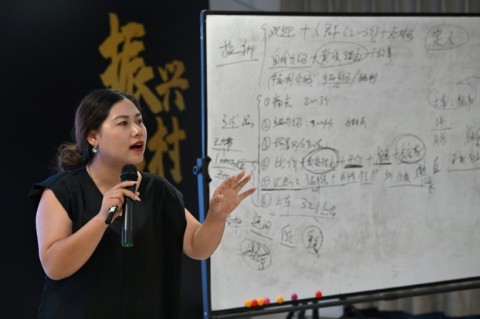 Tian Dongying and her sisters and cousin organise monthly training camps teaching farmers how to hook audiences and sell their goods