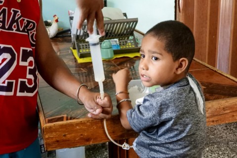 Four-year-old Luis Angelo requires seven different medications a day
