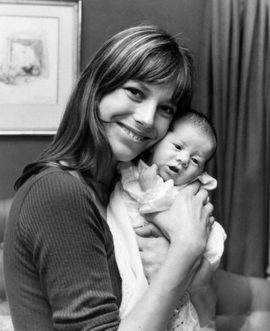 Singer Jane Birkin with her actor daughter Charlotte Gainsbourg weeks after her birth in 1971