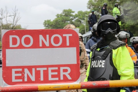 Police guarded Liberia's Capitol building