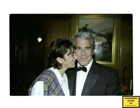 Ghislaine Maxwell and Jeffrey Epstein in an undated image released by prosecutors at her 2021 trial